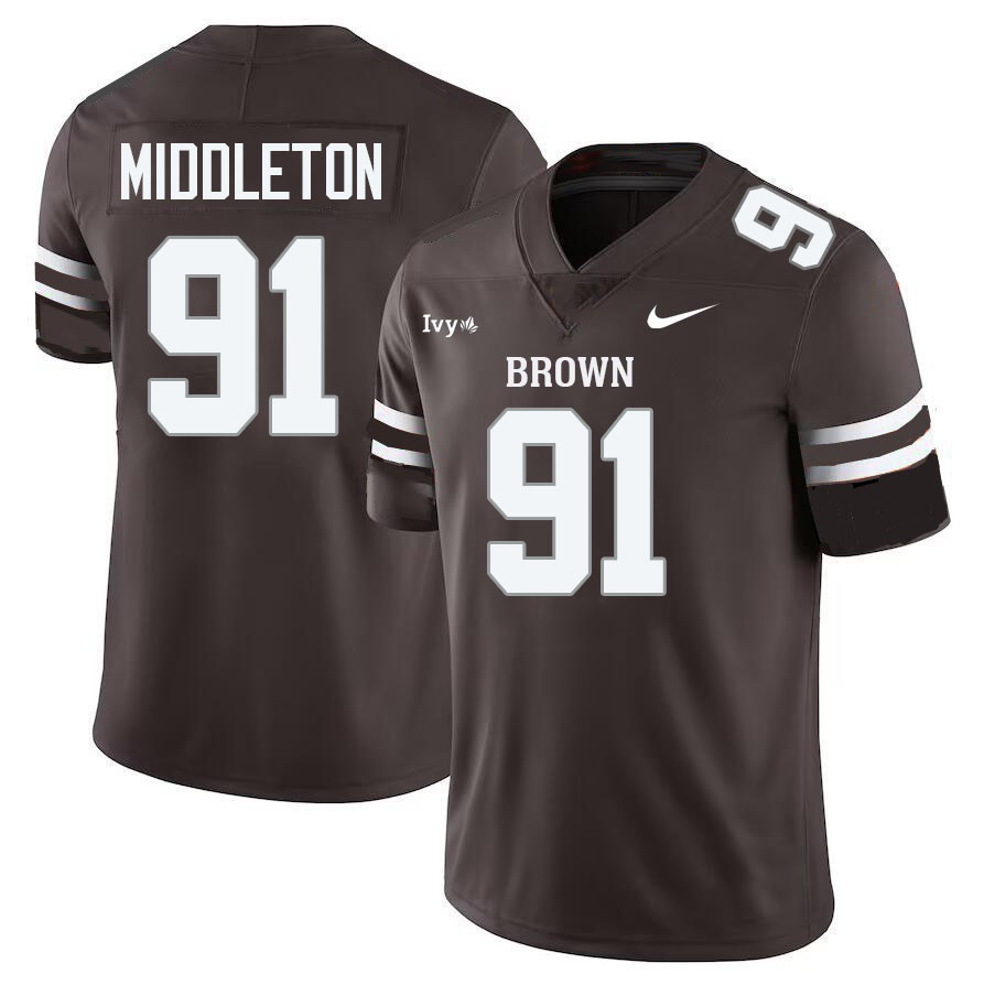 Brown Bears #91 Jack Middleton College Football Jerseys,Uniforms Stitched-Brown
